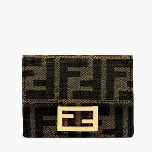 折りたたみ財布 FENDI  micro trifold baguette wallet in jacquard canvas Baguette Micro Trifold Fabric Blue | Fendi